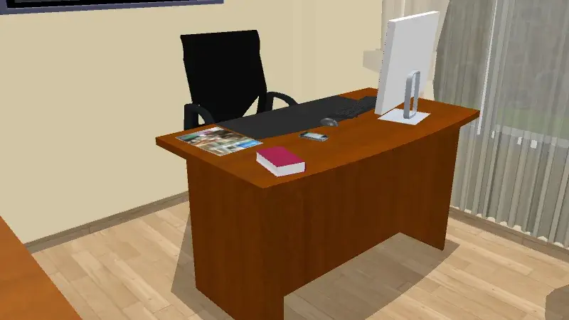 Renderizado 3D de un despacho para trabajar desde casa