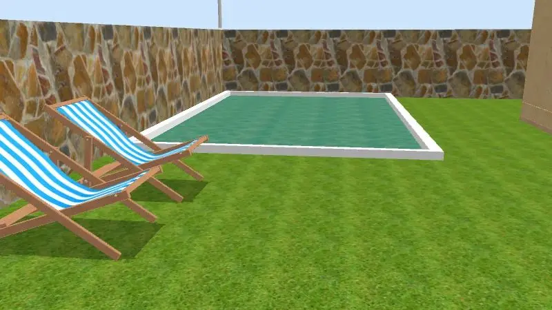 Piscina con tumbonas y zona de relax