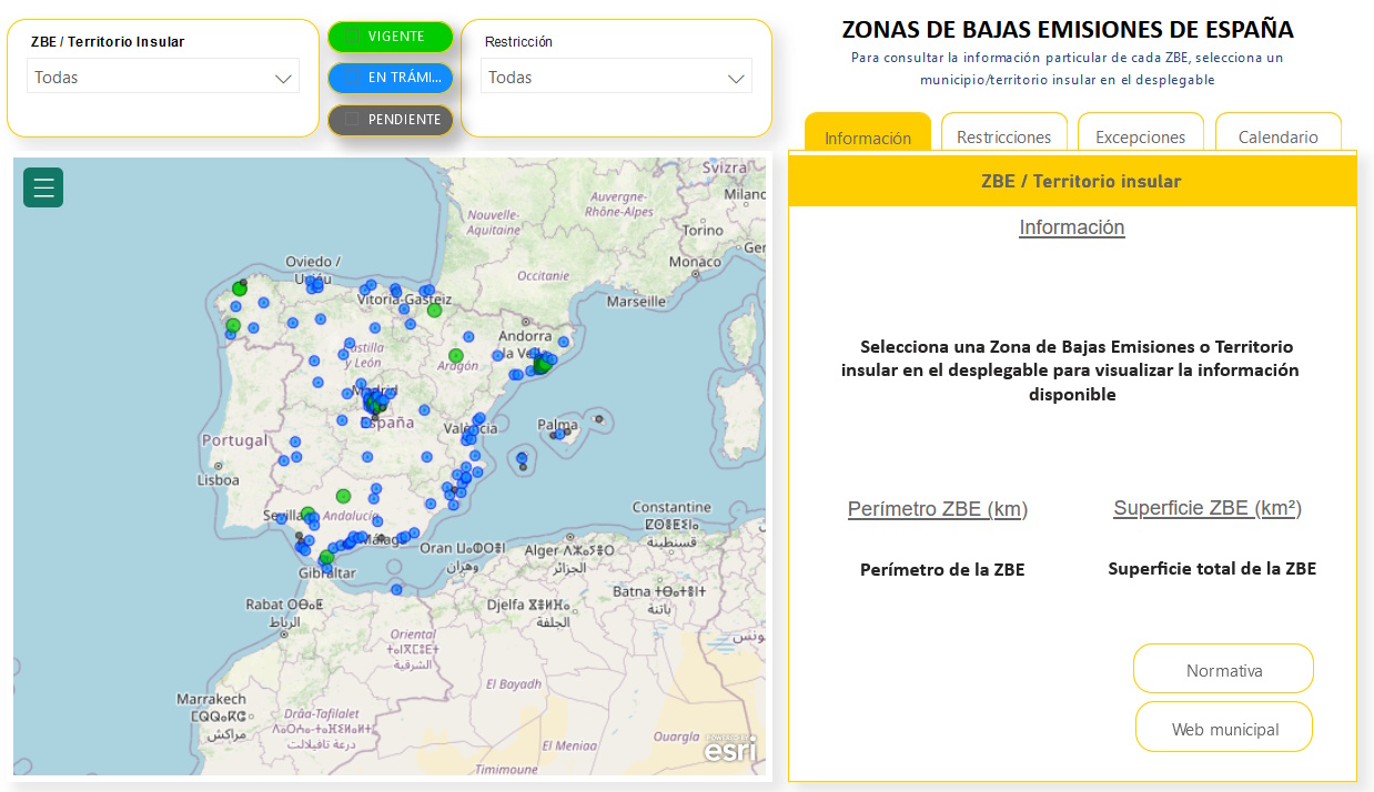 Para brindar claridad a los conductores sobre las ZBE en España, el Ministerio de Transición Ecológica ha presentado un mapa interactivo en su sitio web. Este mapa es una herramienta valiosa para los conductores que deseen comprobar las ZBE y sus regulaciones. Al ingresar al sitio web, los usuarios se encontrarán con un mapa de España con diferentes puntos marcados en él. Los puntos de color azul representan las ZBE que están en tramitación, es decir, que aún no se han implementado. Mientras que los puntos verdes indican las ZBE que ya están en funcionamiento. Esta representación visual es fundamental para que los conductores planifiquen sus rutas y eviten multas involuntarias.