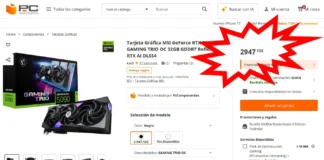Tarjeta RTX 5090 de casi tres mil euros en PCComponentes