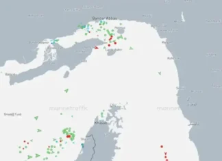Captura de pantalla de Marinetraffic donde se ve que el tráfico en el Estrecho de Ormuz ha desparecido