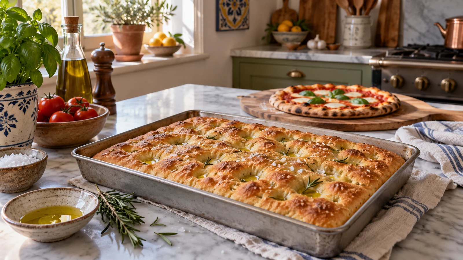Focaccia y pizza