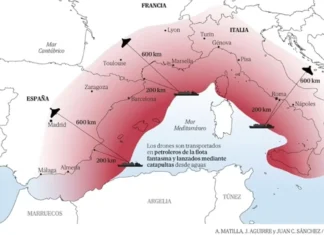 Drones rusos en el Mediterráneo contra España, Francia e Italia según la noticia publicada en El Mundo